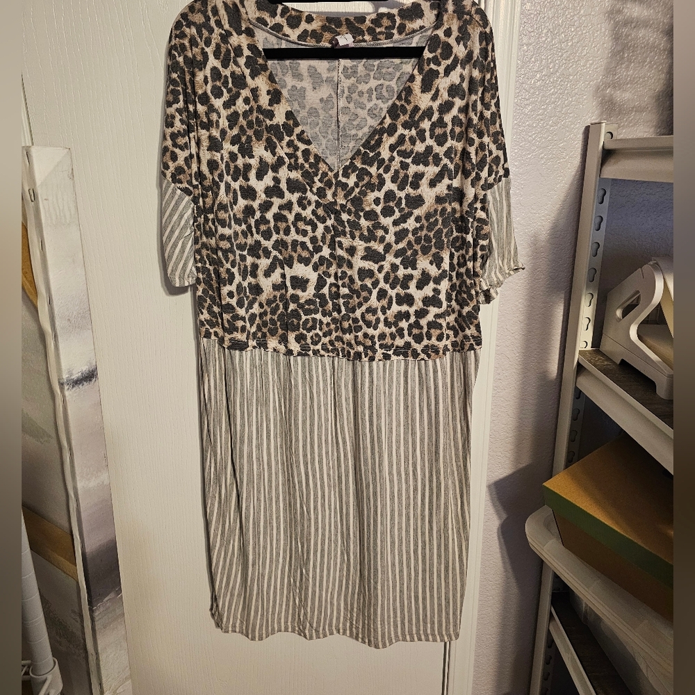 Sew In Love Leopard and Stripe Midi Dress